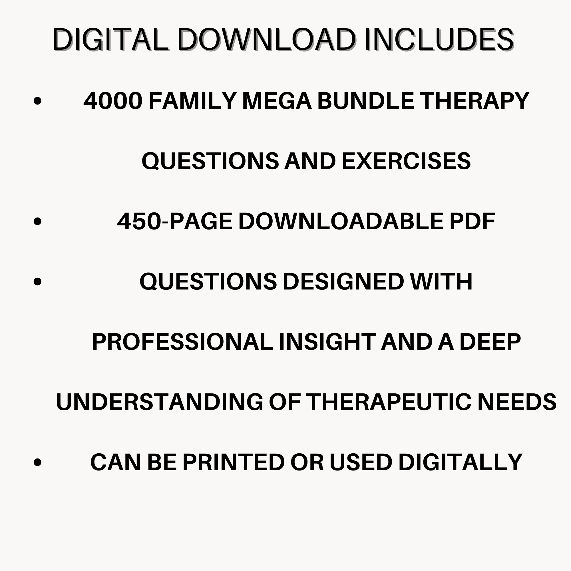 4,000 family therapy questions bundle Family therapy bundle contents — 4000 questions 450 pages PDF instant digital download