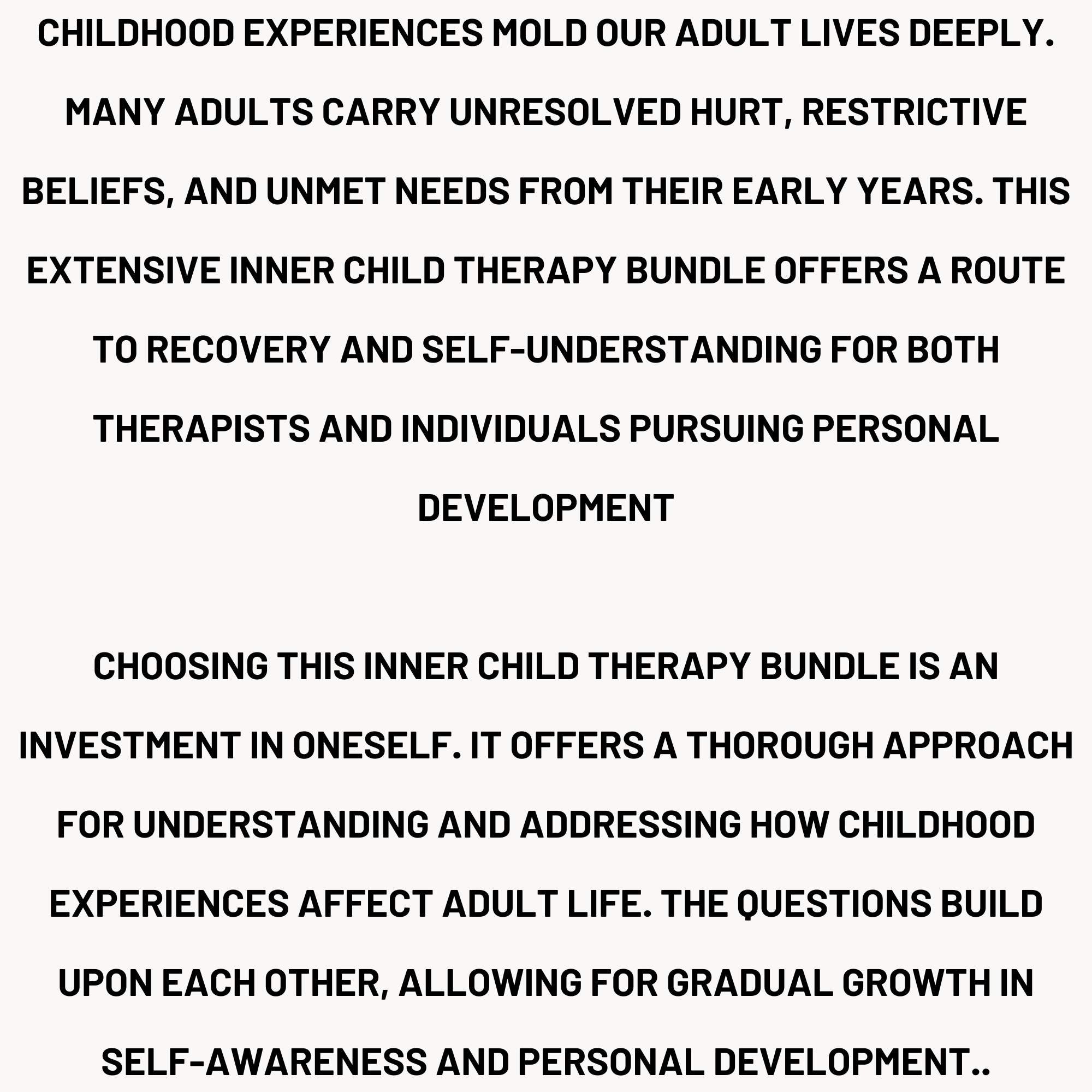3,800 inner child therapy questions and thought exercises Inner child healing digital download benefits for therapists counselors and individuals in personal growth