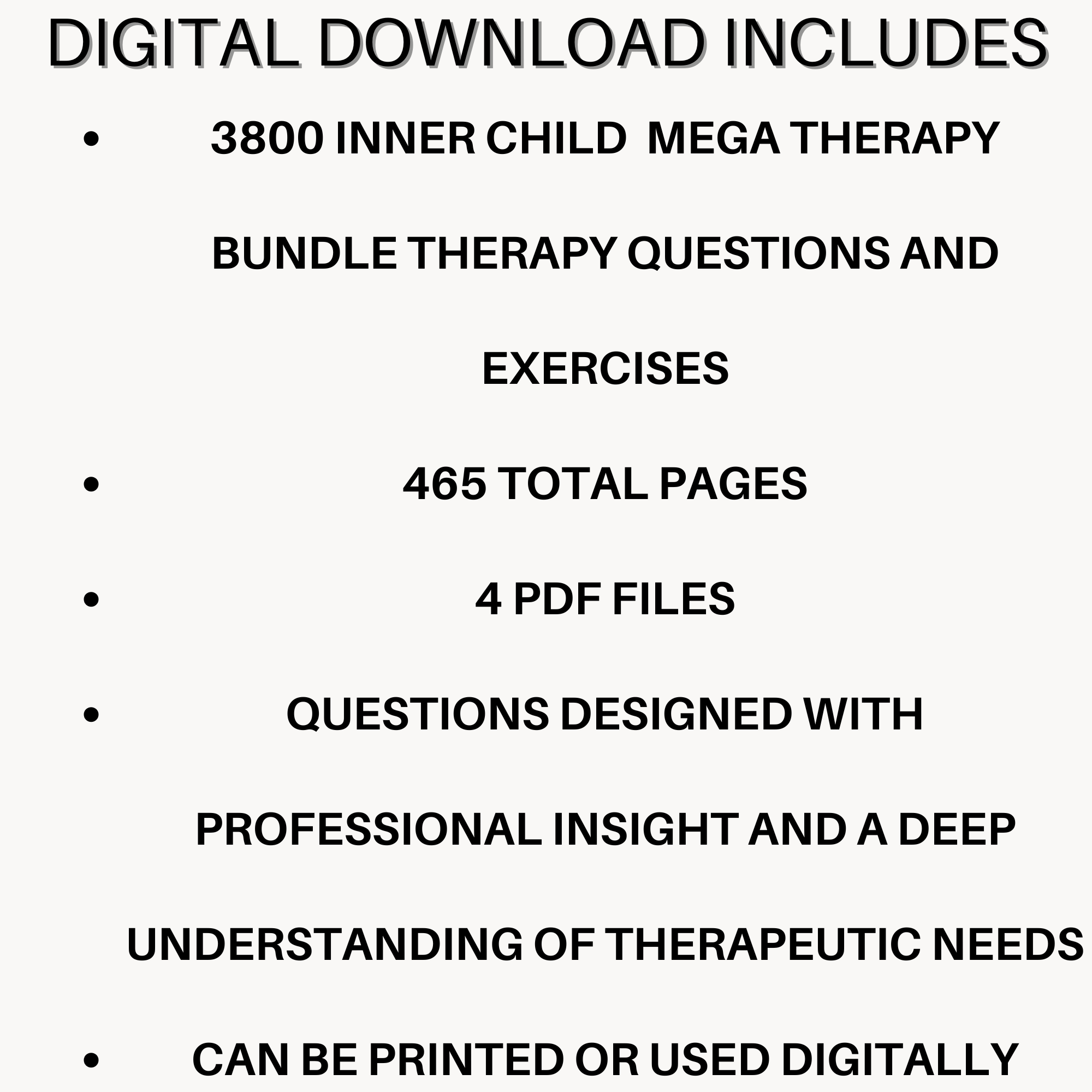 3,800 inner child therapy questions and thought exercises 3800 questions 465 pages 4 PDF files instant digital download