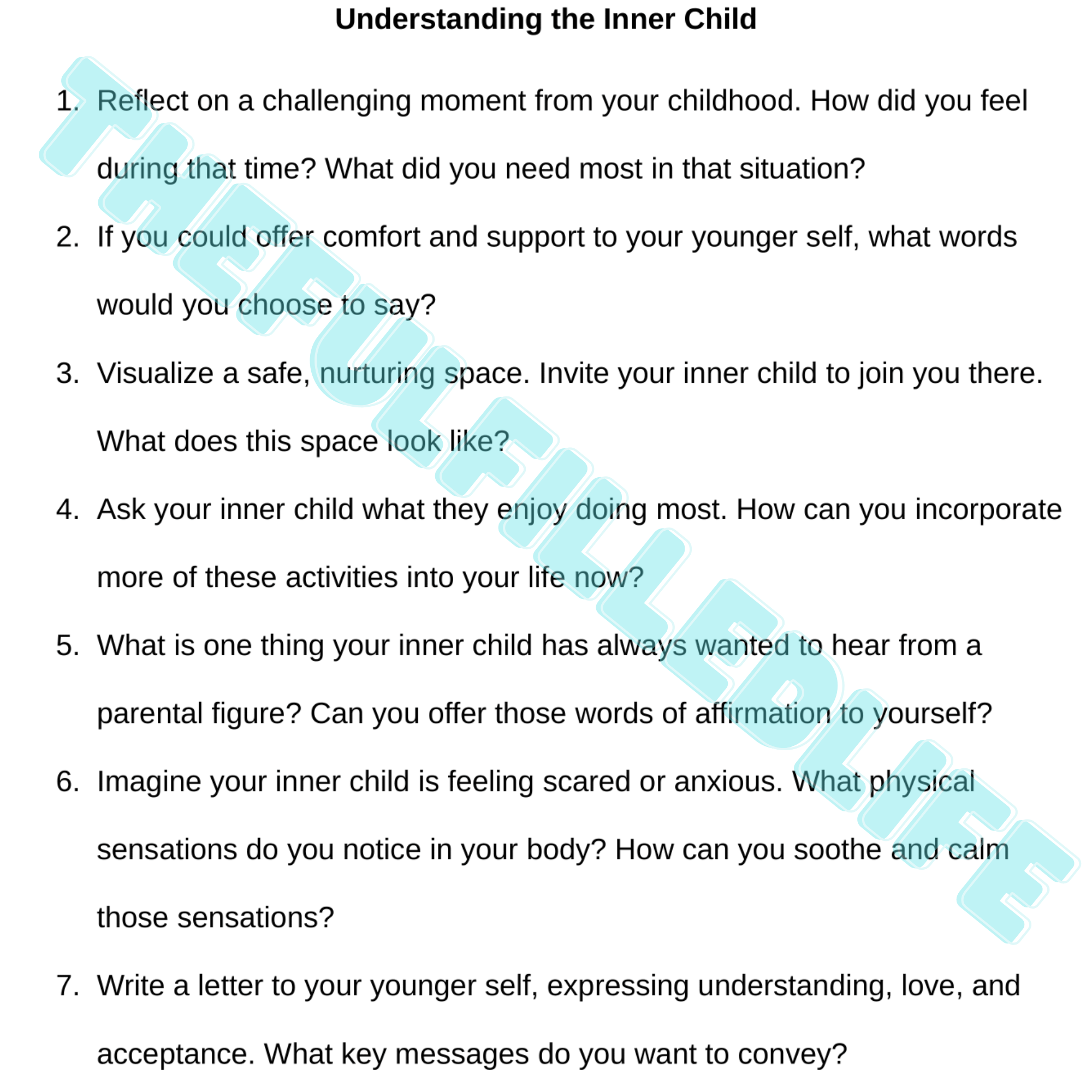 3,800 inner child therapy questions and thought exercises Sample inner child therapy questions for healing childhood trauma abandonment and emotional wounds