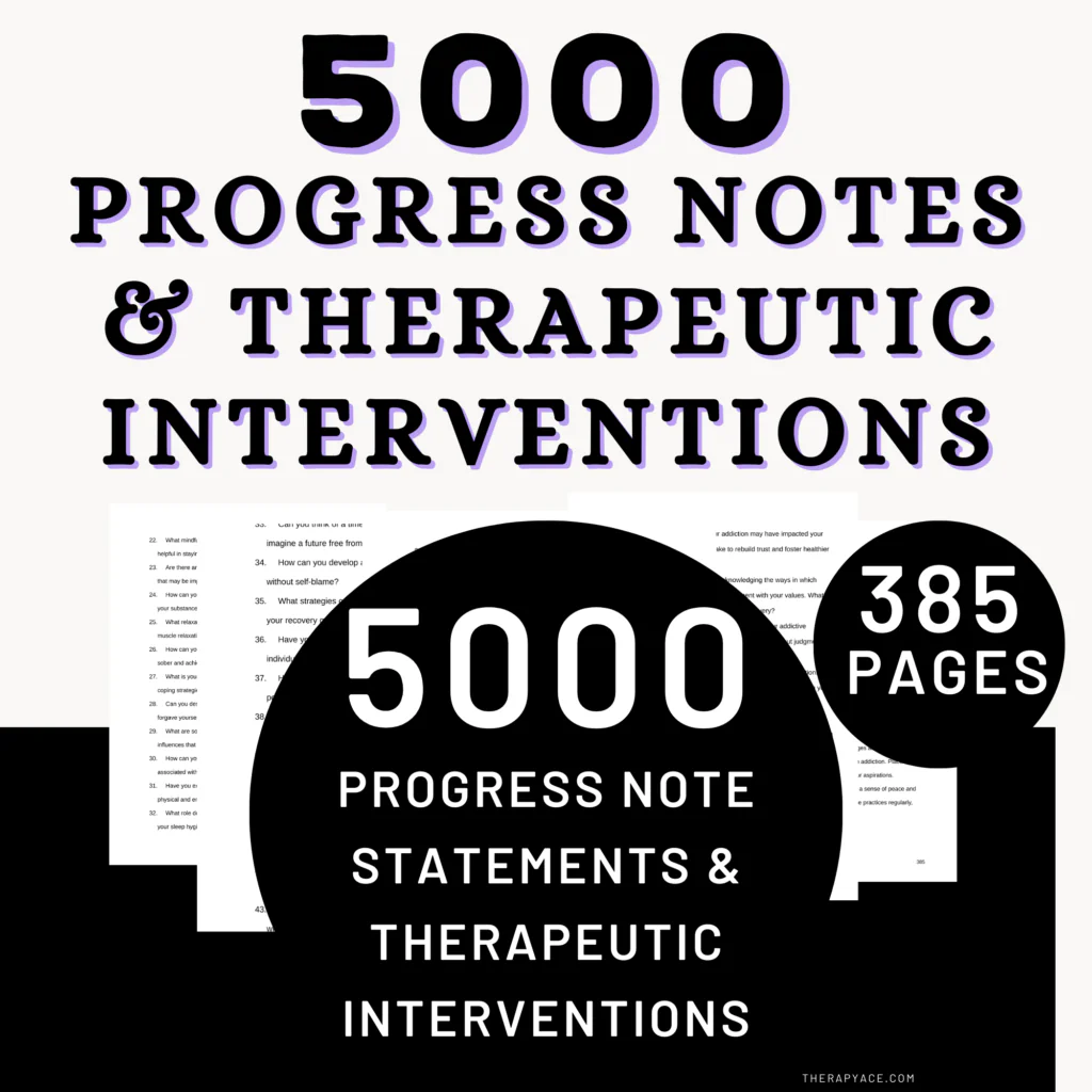 5,000 therapy progress note statements and interventions