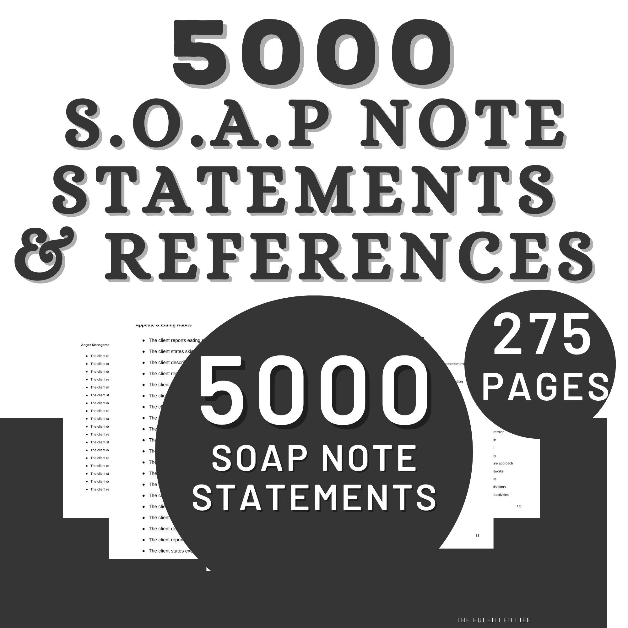 5,000 soap note statements for therapists 5000 SOAP note statements for therapists and mental health professionals 275-page PDF download