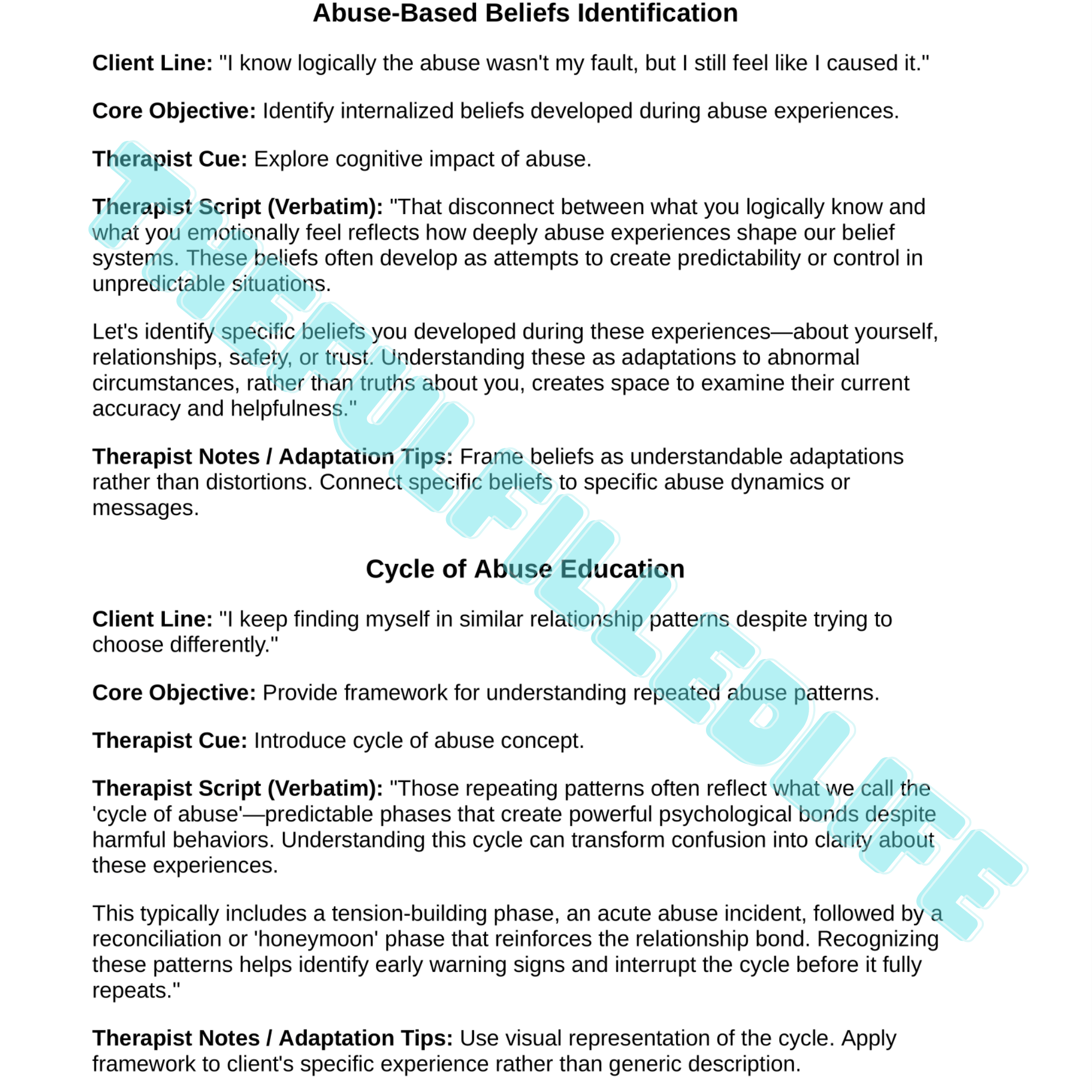 1,000 therapy scripts bundle Sample EMDR therapy scripts and CBT session scripts for trauma anxiety and emotional regulation