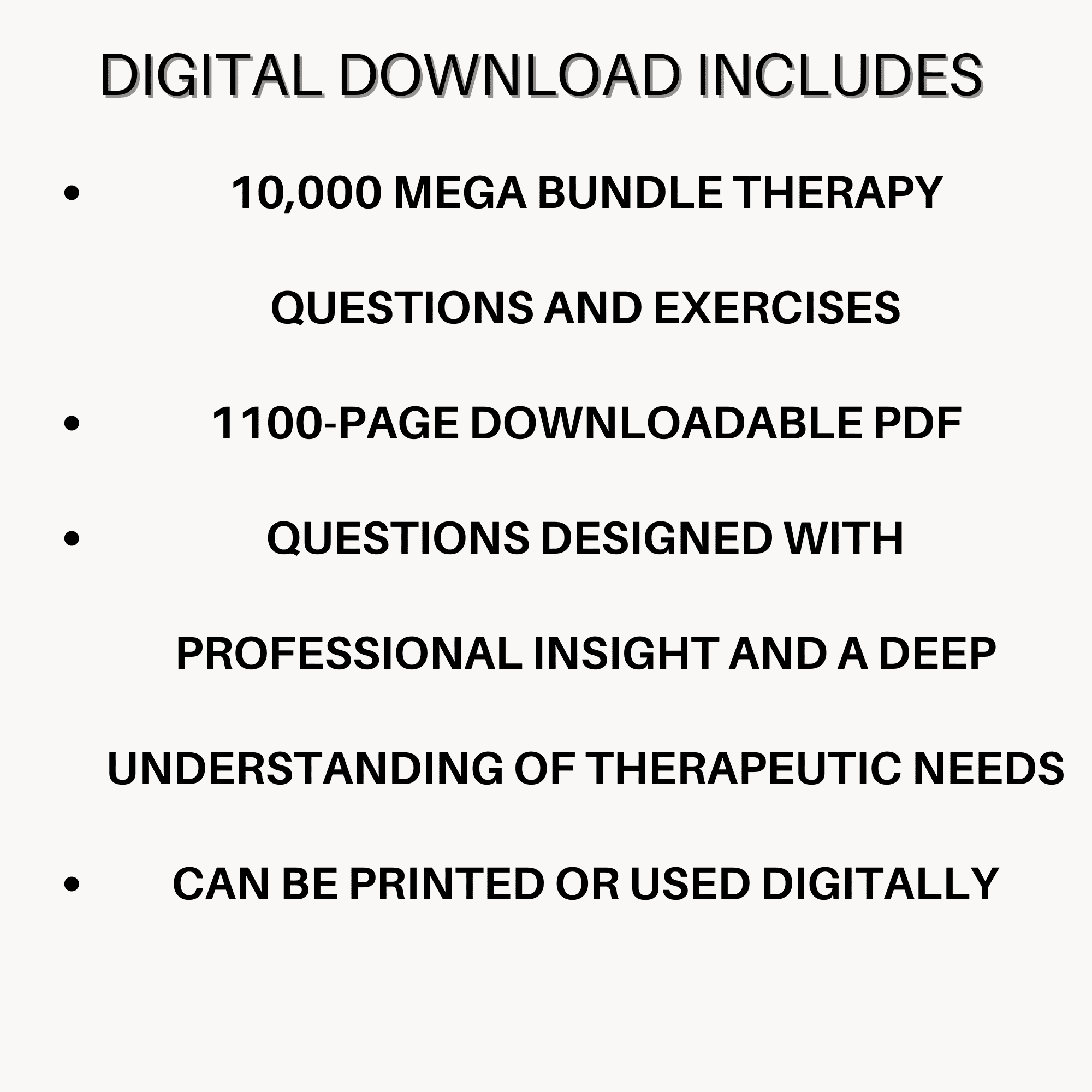 10,000 therapy questions bundle 10000 questions 1100 pages 10 therapeutic approaches instant digital download