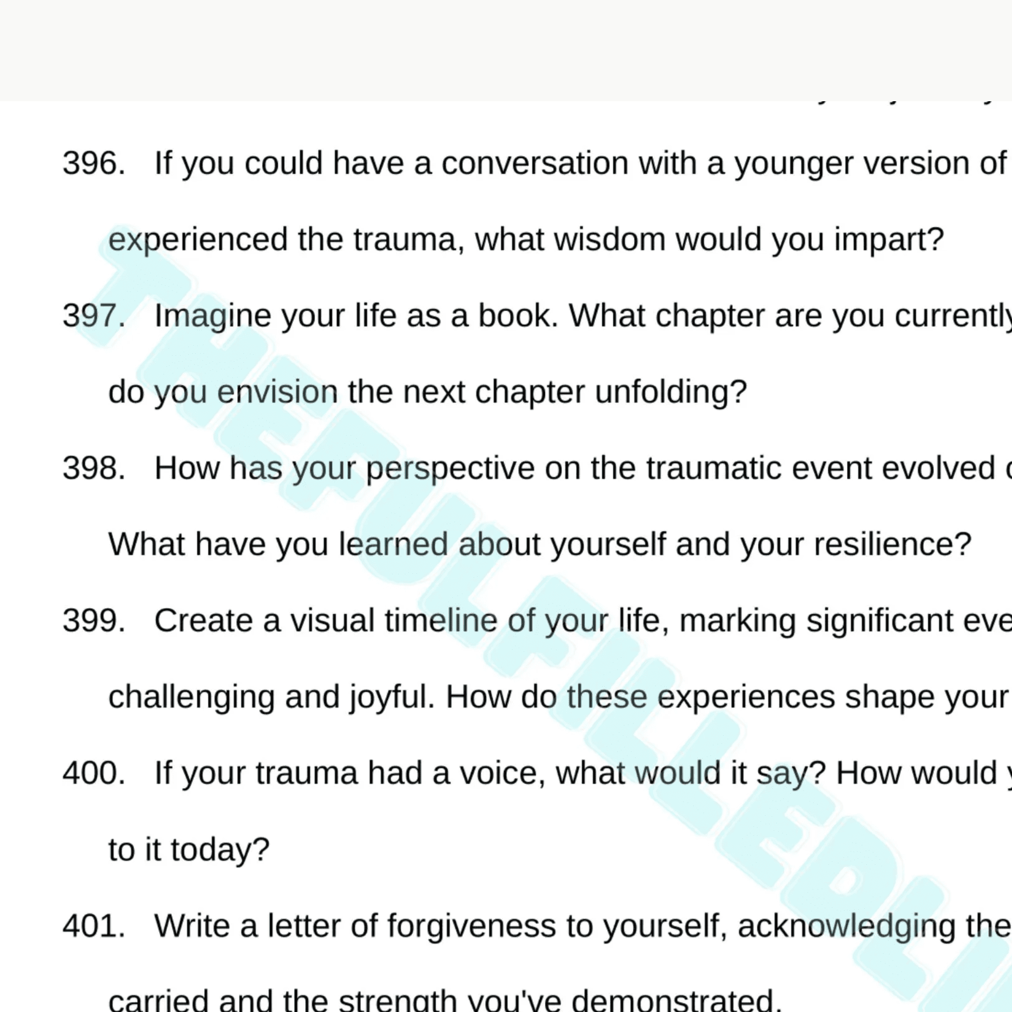 10,000 therapy questions bundle Sample therapy questions from somatic therapy inner child and narrative therapy sections