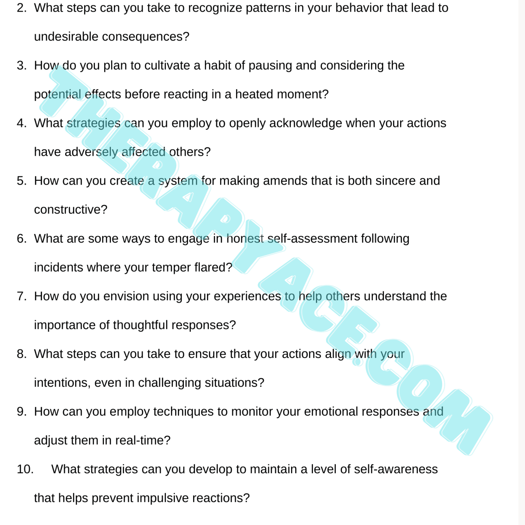 10,000 therapy questions bundle Sample therapy thought exercises for trauma therapy couples therapy and emotional regulation