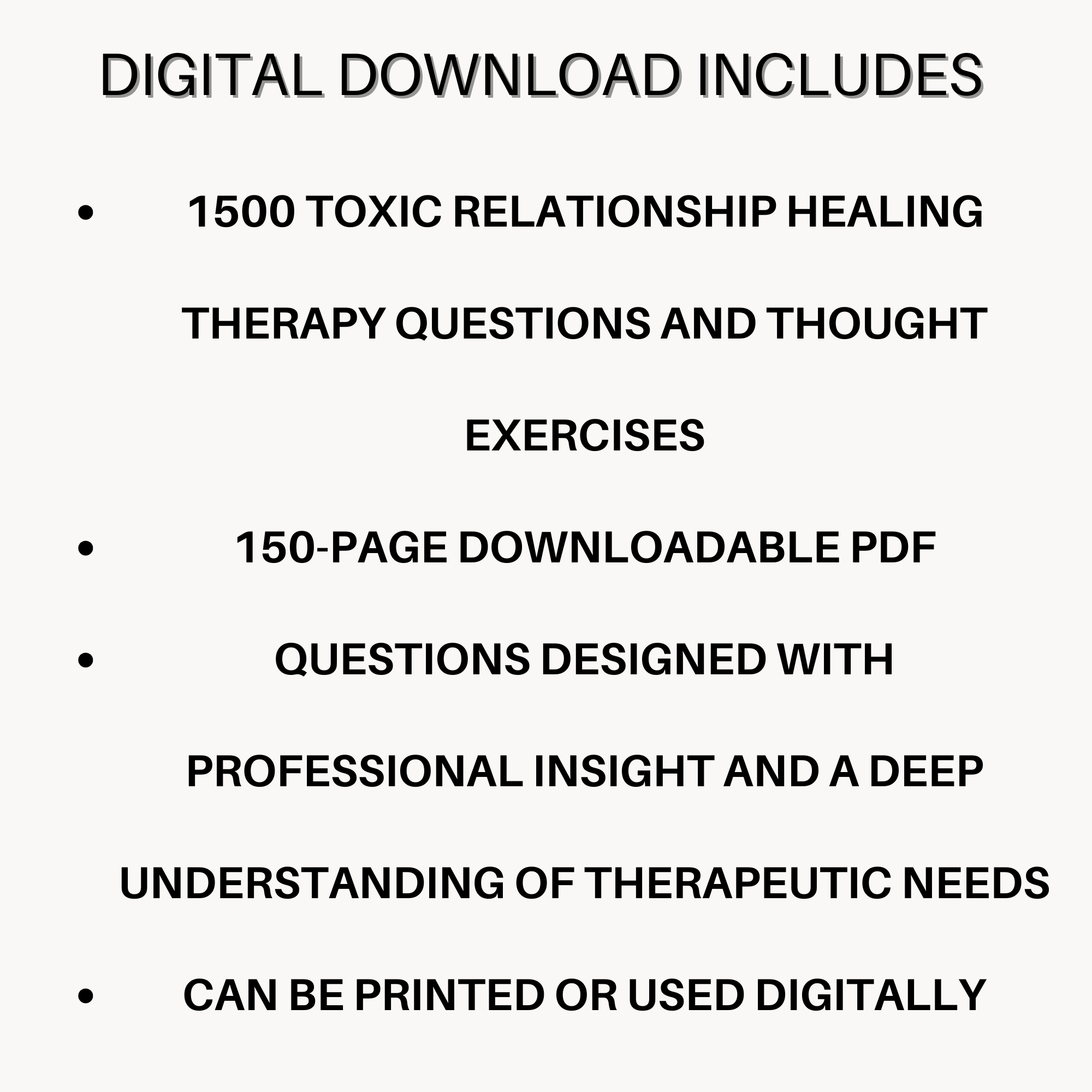 1,500 toxic relationship recovery therapy Toxic relationship therapy bundle contents — 1500 questions 150 pages PDF instant digital download